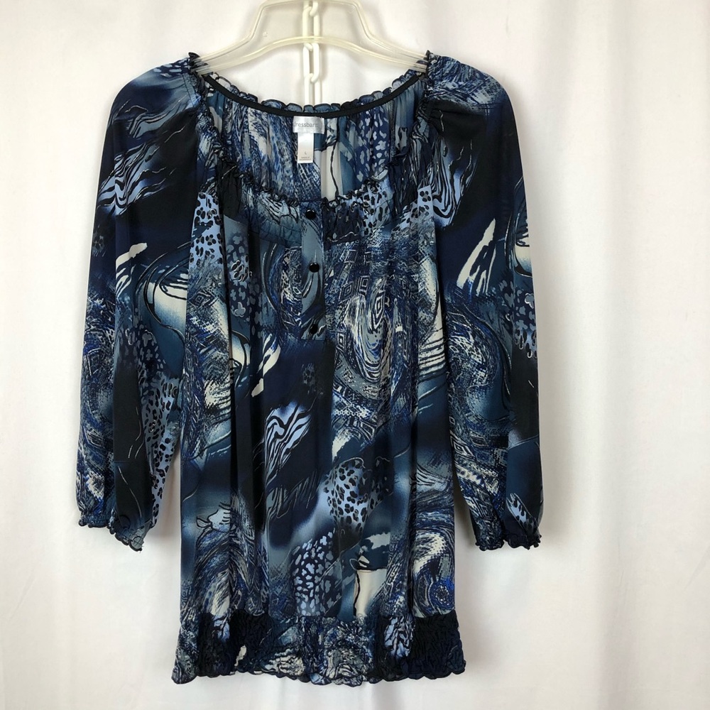 Dress Barn Blouson Blouse With Faux Placket, L
